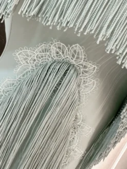 Robe de danse latine noire à franges pour femme costume de danse spaghetti gainant