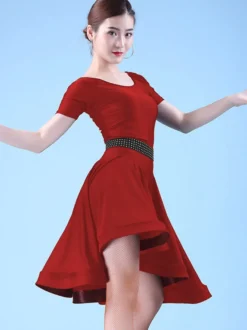 Robe de danse latine pour femme jupe volumineuse robes de performance de danse latine