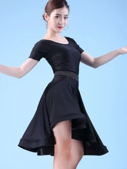 Robe de danse latine pour femme jupe volumineuse robes de performance de danse latine