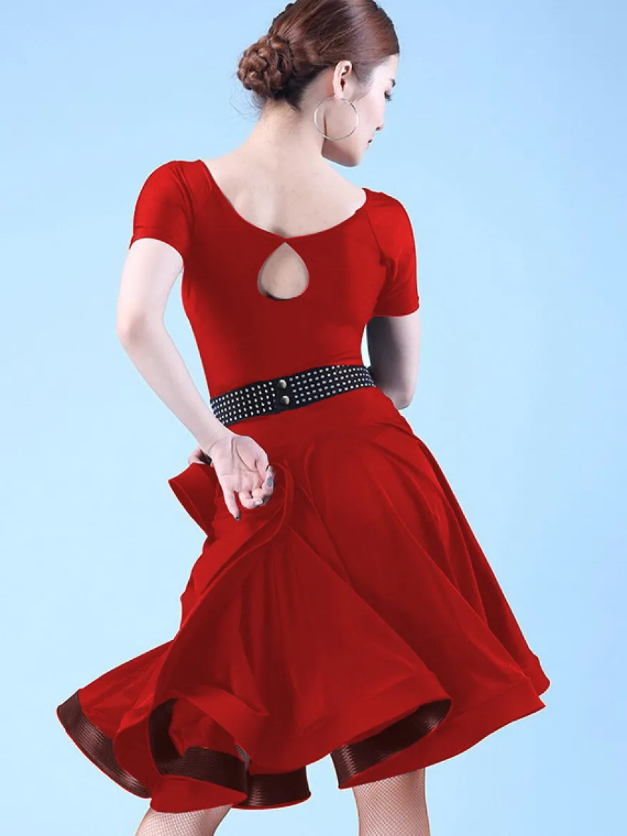 Robe de danse latine pour femme jupe volumineuse robes de performance de danse latine
