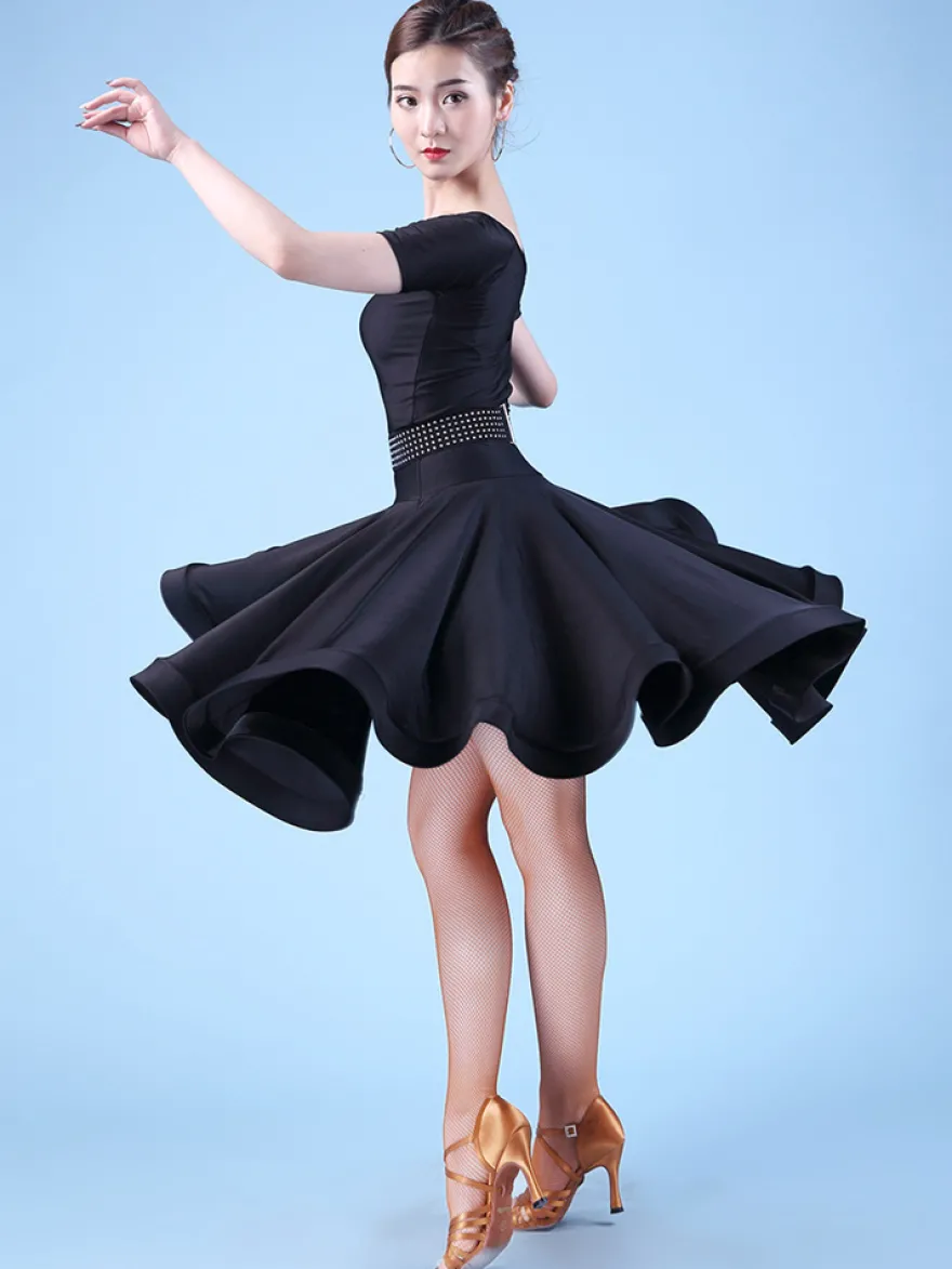 Robe de danse latine pour femme jupe volumineuse robes de performance de danse latine
