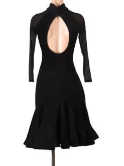 Robe de danse latine Robe de polyester pour femmes Noir Sexy Dancer Sexy Dancer Dancer Costume