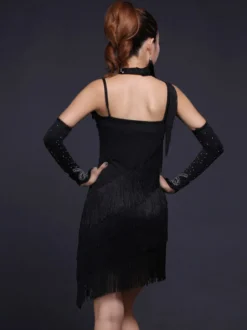Robe de danse latine robe rouge à franges pour fille short sexy tenue de danse