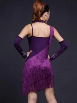 Robe de danse latine robe rouge à franges pour fille short sexy tenue de danse