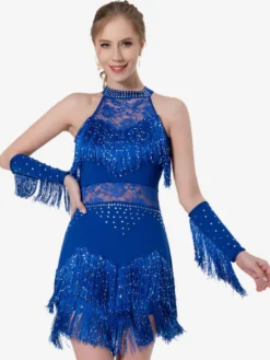 Robe de danse latine sexy salsa cha-cha tango costume de danse de salon robe jupe à franges rumba