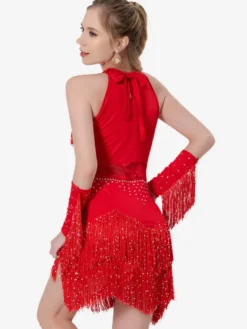 Robe de danse latine sexy salsa cha-cha tango costume de danse de salon robe jupe à franges rumba
