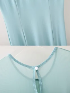 Robe de danse pour femmes col rond manches courtes jupe plissée costumes de danse de salon