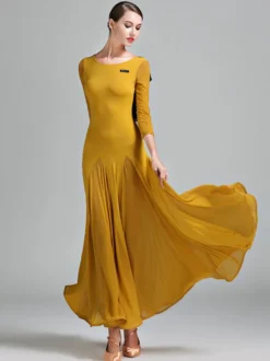 Robe de danse pour femmes dos nu grande balançoire costumes de danse de salon standard volants dans le dos robe de tango vêtements de danse de valse