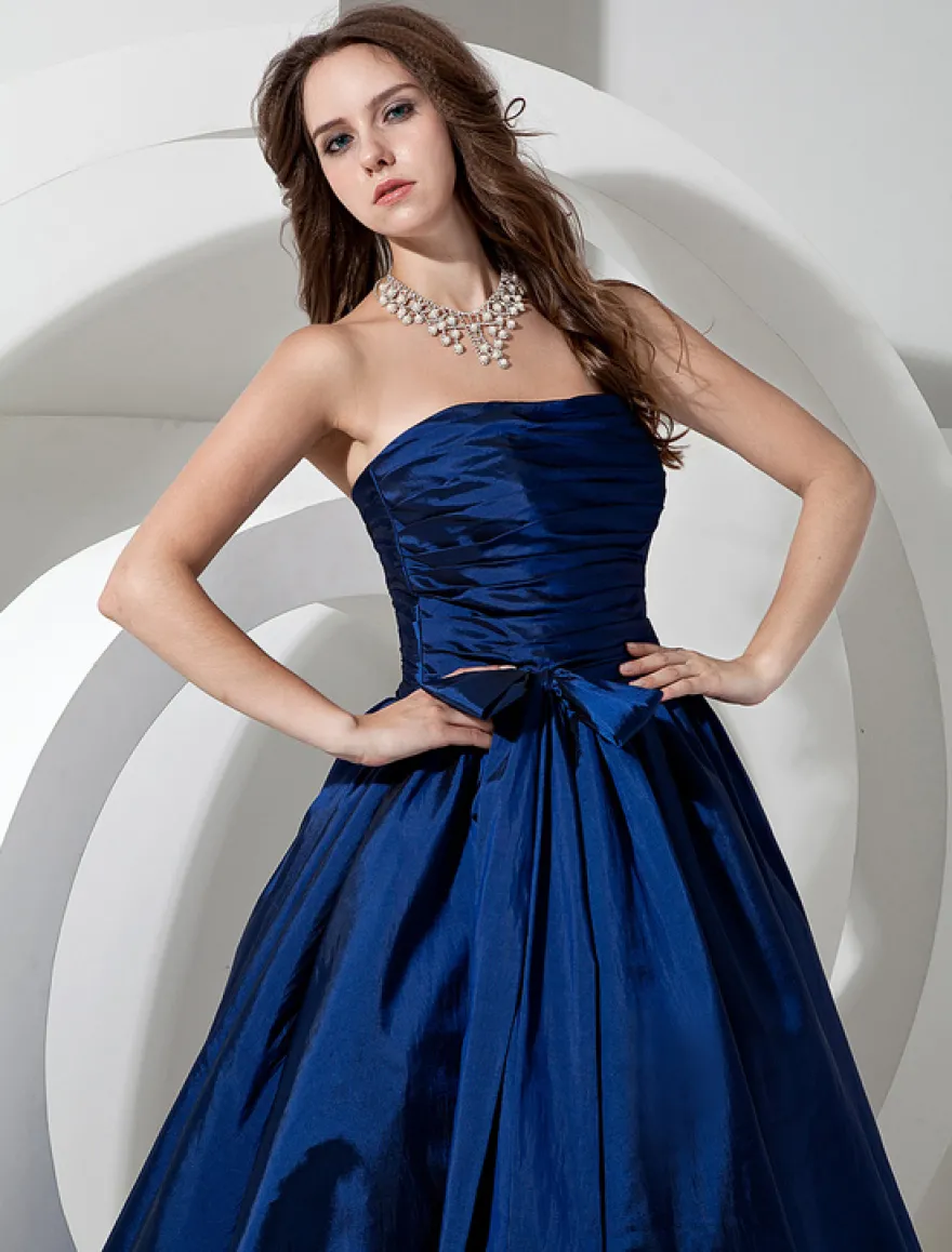 Robe de demoiselle d'honneur bustier avec noeud au sol