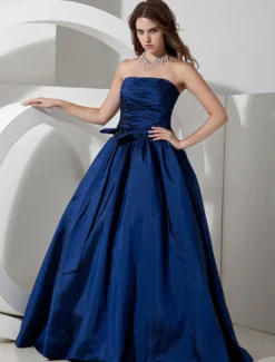 Robe de demoiselle d'honneur bustier avec noeud au sol