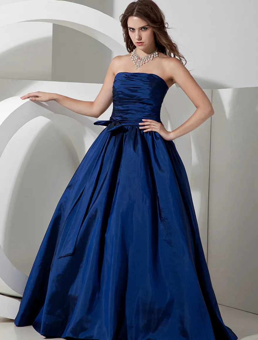 Robe de demoiselle d'honneur bustier avec noeud au sol