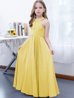 Robe de demoiselle d'honneur en mousseline de soie plissée dos nu sans manches rose lotus