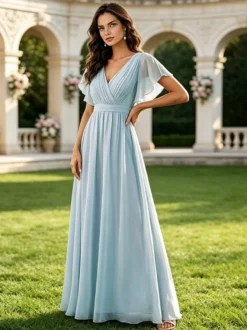 Robe de demoiselle d'honneur en mousseline coupe trapèze robe de bal longue robe maxi