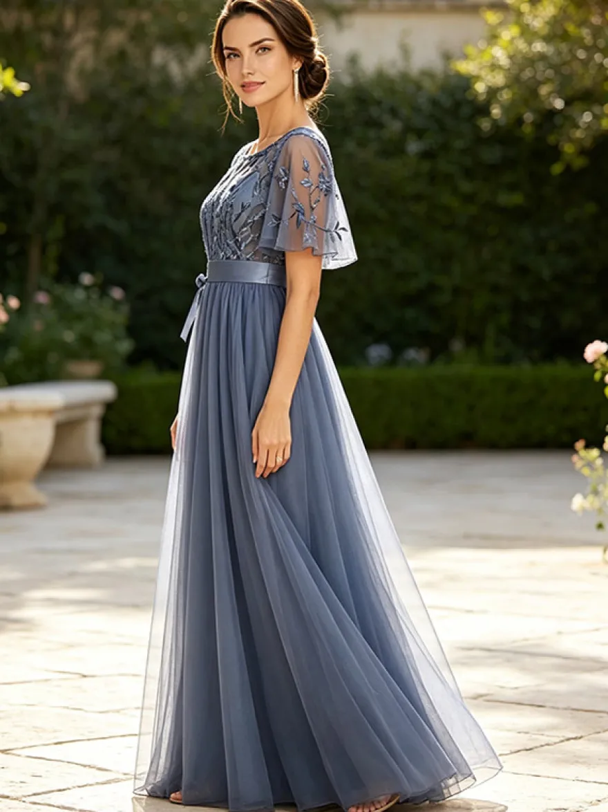 Robe de demoiselle d'honneur trapèze en mousseline robe d'invitée de mariage