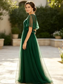 Robe de demoiselle d'honneur trapèze en mousseline robe d'invitée de mariage