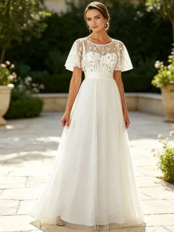 Robe de demoiselle d'honneur trapèze en mousseline robe d'invitée de mariage
