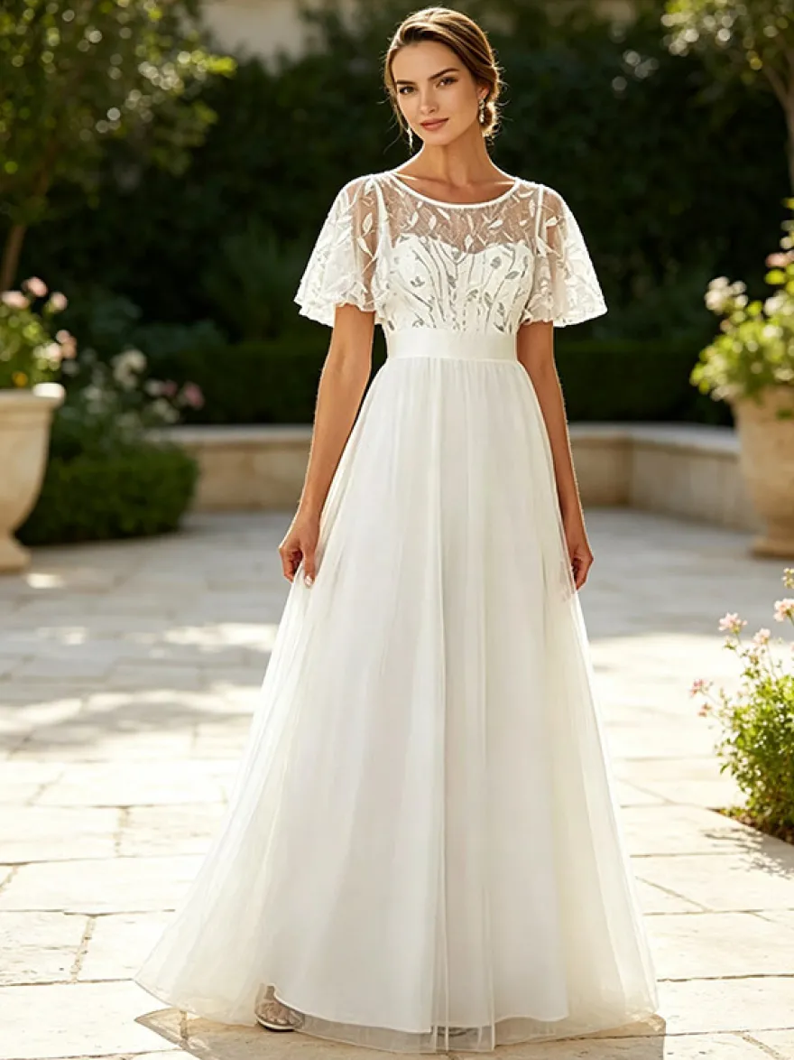 Robe de demoiselle d'honneur trapèze en mousseline robe d'invitée de mariage