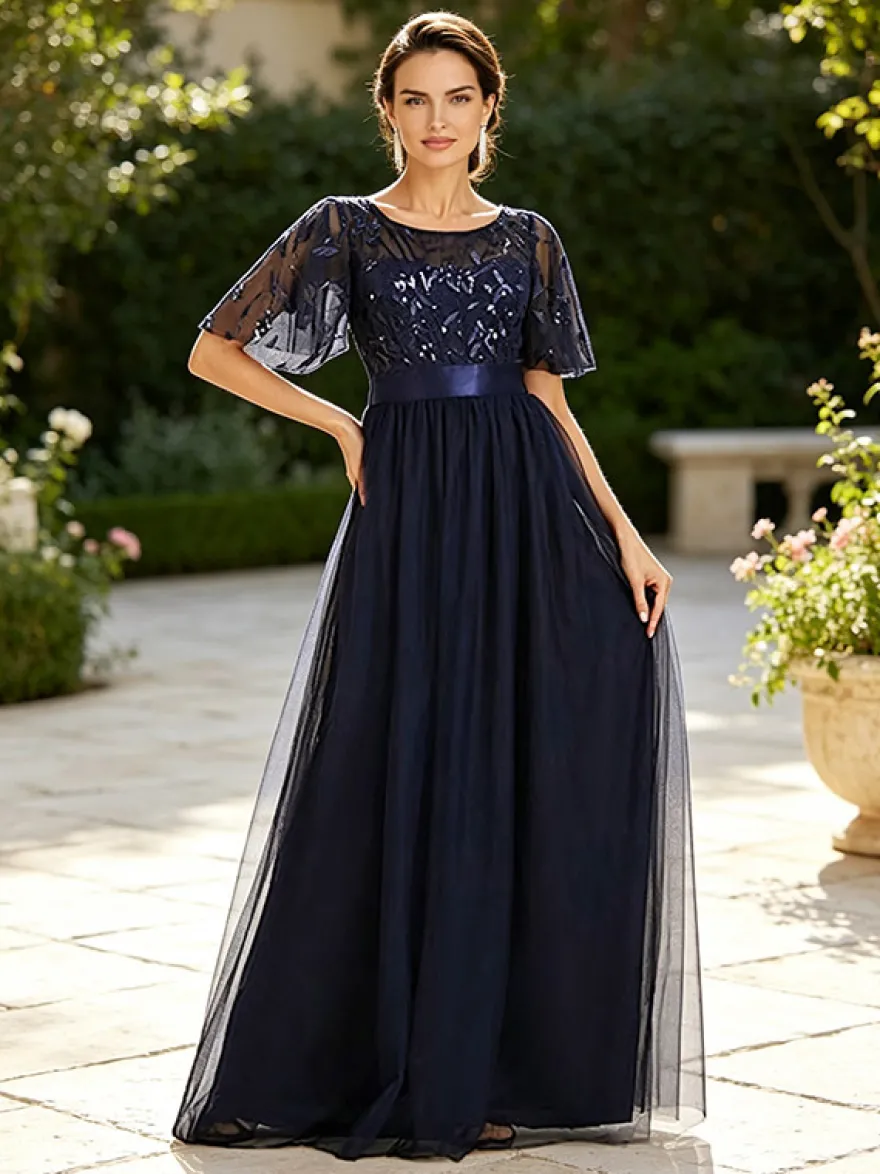 Robe de demoiselle d'honneur trapèze en mousseline robe d'invitée de mariage