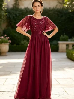 Robe de demoiselle d'honneur trapèze en mousseline robe d'invitée de mariage