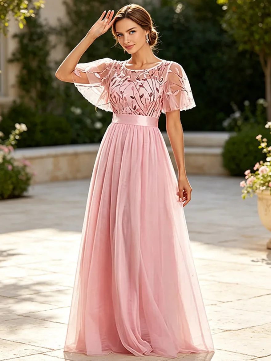 Robe de demoiselle d'honneur trapèze en mousseline robe d'invitée de mariage
