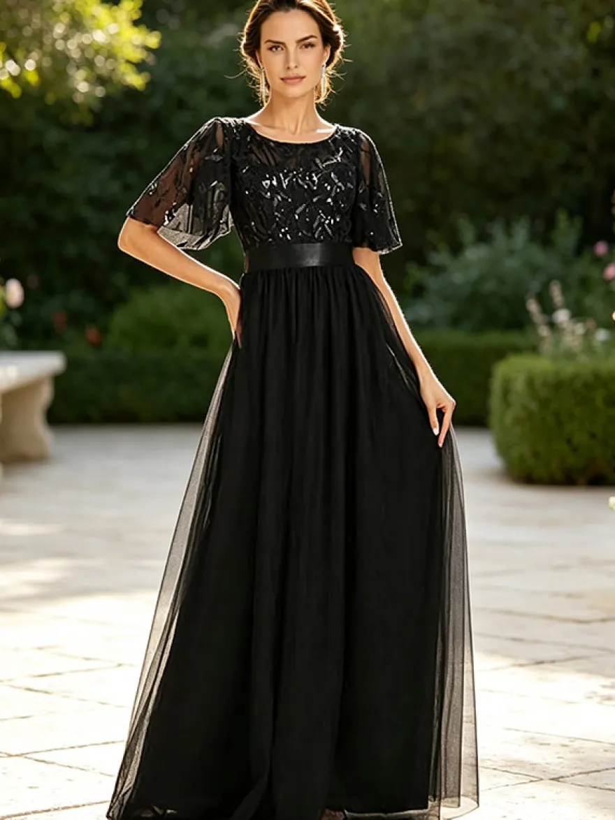 Robe de demoiselle d'honneur trapèze en mousseline robe d'invitée de mariage