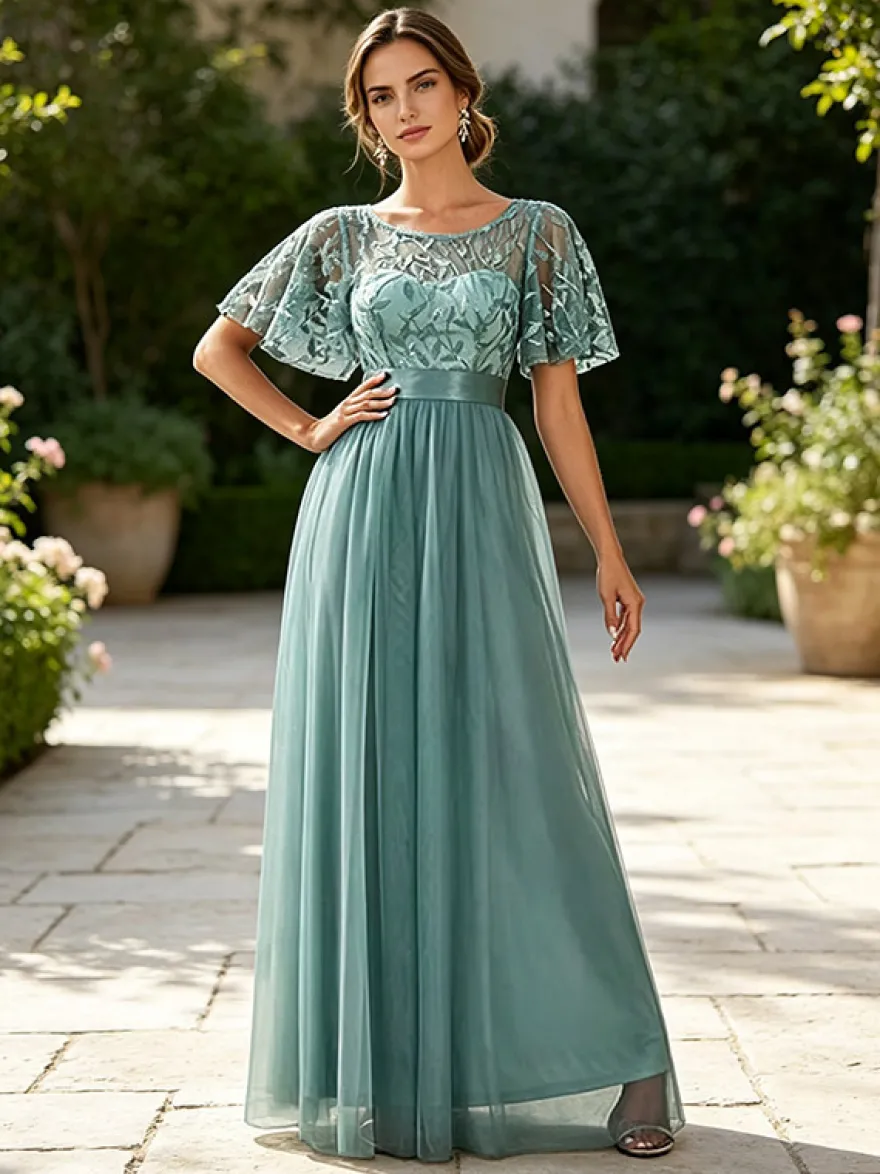 Robe de demoiselle d'honneur trapèze en mousseline robe d'invitée de mariage