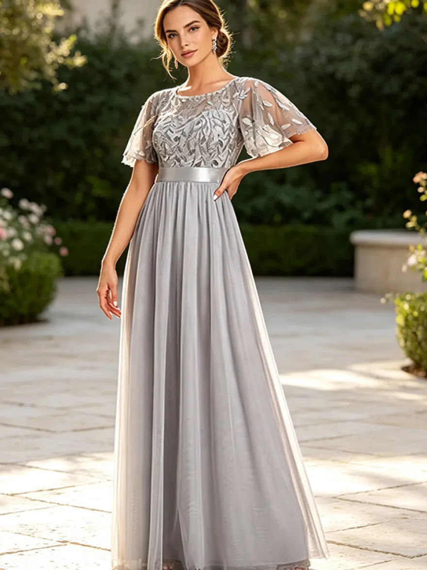 Robe de demoiselle d'honneur trapèze en mousseline robe d'invitée de mariage