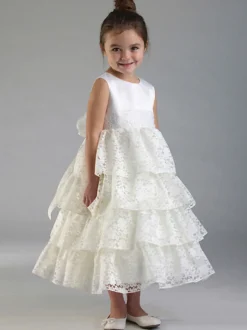 Robe de fleur Robe de la dentelle de la dentelle de jewel sans manches Black