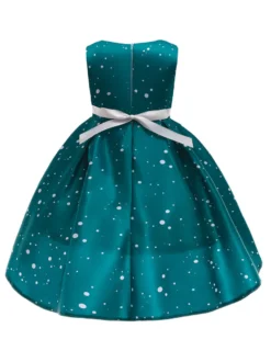 Robe de fête pour Noël Green Polyester Fiber Imprimerie des vacances de Noël Costumes Robe