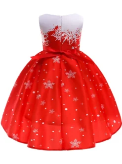 Robe de fête pour Noël Green Polyester Fiber Imprimerie des vacances de Noël Costumes Robe