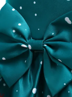 Robe de fête pour Noël Green Polyester Fiber Imprimerie des vacances de Noël Costumes Robe