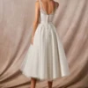 Robe de mariée blanche simple une ligne col en V sans manches dos nu robes de mariée en dentelle