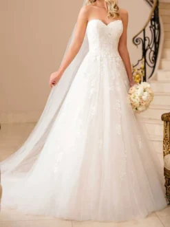 Robe de mariée grande taille robe de mariage bustier à traîne en dentelle