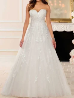 Robe de mariée grande taille robe de mariage bustier à traîne en dentelle