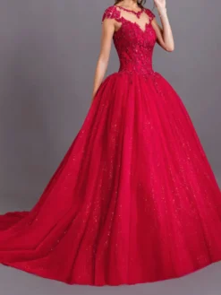 Robe de mariée noir en dentelle col rond laçage sur dos à traîne