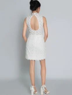 Robe de mariée 2 Pièces en dentelle Ivoire sans manches Robe de Mariée Simple Robes de mariée
