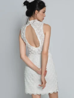 Robe de mariée 2 Pièces en dentelle Ivoire sans manches Robe de Mariée Simple Robes de mariée