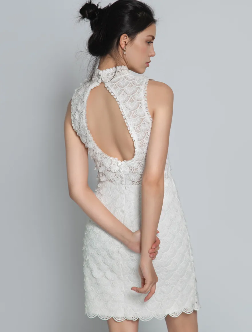 Robe de mariée 2 Pièces en dentelle Ivoire sans manches Robe de Mariée Simple Robes de mariée
