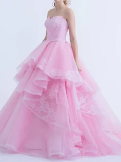 Robe de mariée rose robe de mariage bustier zip sur dos à grande traîne