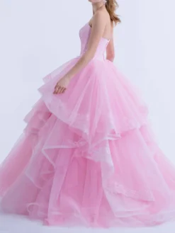 Robe de mariée rose robe de mariage bustier zip sur dos à grande traîne