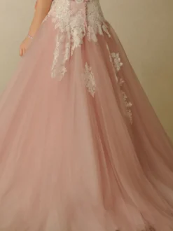 Robe de mariée rose robe de mariage bustier zip sur dos à grande traîne
