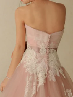 Robe de mariée rose robe de mariage bustier zip sur dos à grande traîne