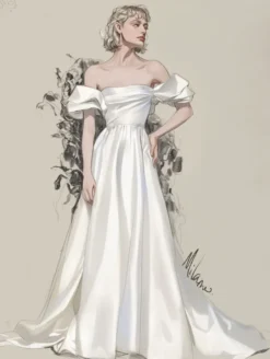 Robe de mariée simple silhouette princesse sans bretelles manches courtes 30 cm robes de mariée