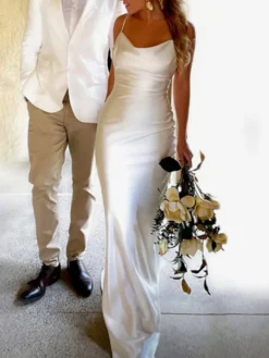 Robe de mariée simple sirène sans bretelles plissée sans manches 45 cm robes de mariée