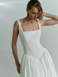 Robe de mariée simple taille basque robe de bal col carré sans manches 50 cm robes de mariée