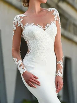 Robe de mariée sirène en dentelle robe de mariée bustier à manches longues
