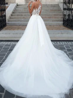 Robe de mariée trapèze ivoire jupe en tulle longueur au sol Robe de mariage