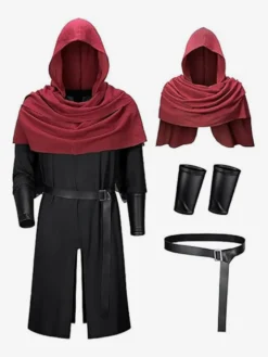 Robe de moine marron pour homme tunique médiévale de moine avec capuche costume de GN Renaissance avec ceinture