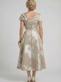 Robe de mère trapèze à nœuds robe d'invitée de mariage mi-longue
