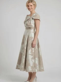 Robe de mère trapèze à nœuds robe d'invitée de mariage mi-longue